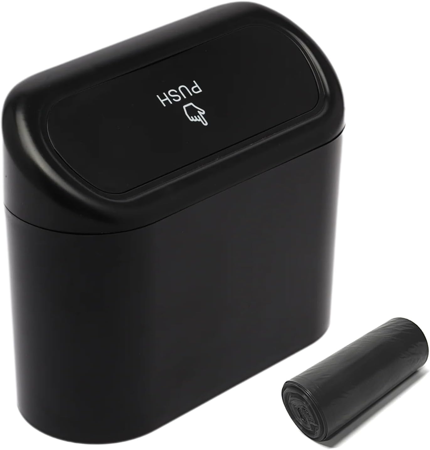 Car Trash Can Bin,Car Garbage Can,1 Black with A Roll of Garbage Bag,Push-Button Switch
