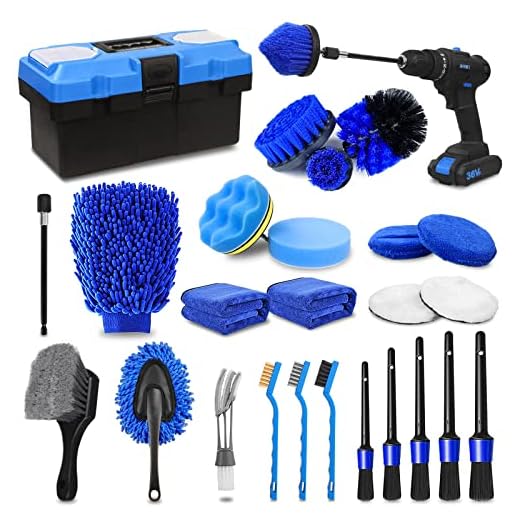 27Pcs Car Detailing Kit, Car Detailing Brush Set, Auto Detailing Drill Brush Set, Car Detailing Brushes, Car Wash Kit, Car Accessories, Car Cleaning Tools Kit for Interior, Exterior, Wheels