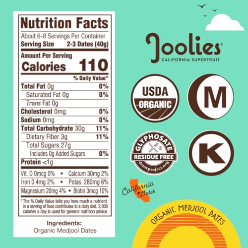 Joolies, Organic Medjool Dates, Whole Dates, Large - 2lb Box | Fresh California Grown Fruit | Vegan, Gluten-Free, Paleo, No Sugar Added…