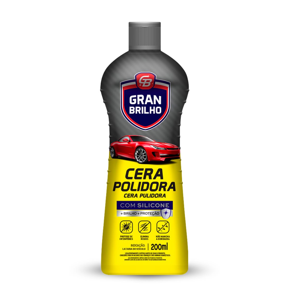 Cera Automotiva Polidora Com Silicone Gran Brilho 200Ml, Gran Brilho, Cera Líquida