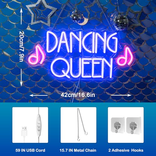 Image of Dancing Queen Neon Sign Dance Led Sign Purple Neon Lights Dance Club Lights Up Sign USB Powered Switch Neon Signs for Wall Decor Dance Studio Dancing Party Bar Dance Club (16.5 * 7.9 inch)