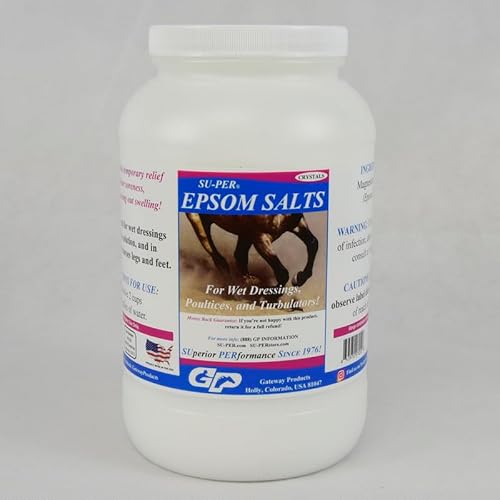 SU-PER Epsom Salts for Horses - Relieves Minor Soreness & Swelling - for Wet Dressings, Poultices, and Tubulators - 8 Pounds