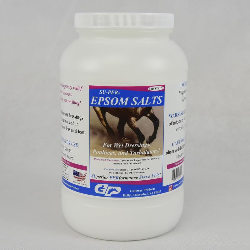 SU-PER Epsom Salts for Horses - Relieves Minor Soreness & Swelling - for Wet Dressings, Poultices, and Tubulators - 8 Pounds