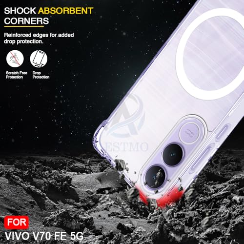 Image of AESTMO Clear Back Cover for Vivo V70 FE 5G | 360 Protection | Transparent Back Cover for Vivo V70 FE 5G (PC + TPU, Compatible with MagSafe Accessories, Transparent Bumper)
