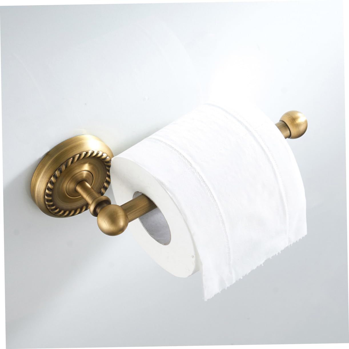Kisangel Portarrollos de Papel Higiénico de Cobre con Base Redonda Soporte de Pared para Baño Diseño Minimalista y Apto para Estándar Acabado Bronce Cepillado