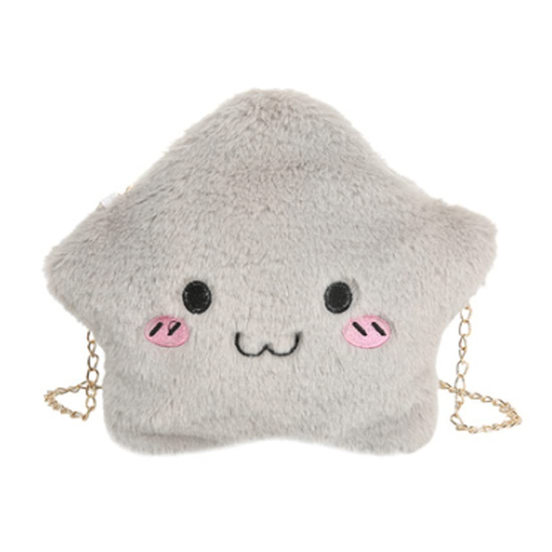 The Cutians Grey Plush Star Sling Bag For Kids/Girls/Women/Teens (Small Size Purse) - Cross Boy Shoulder bags for Girls - Best Gift For Birthday/Return Gift