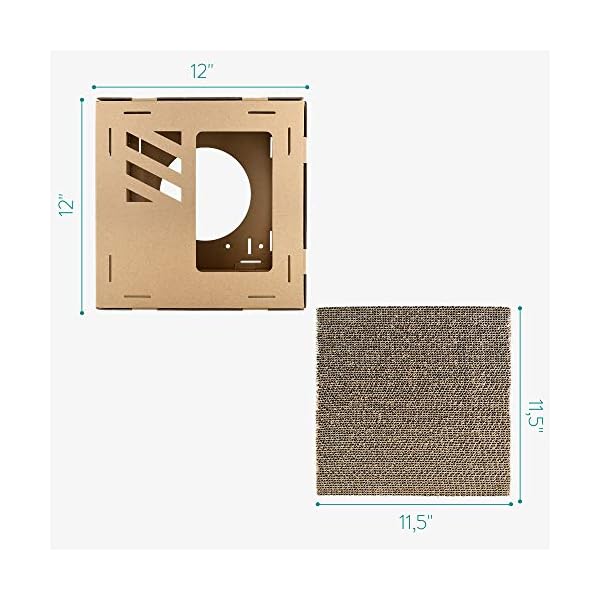 Navaris modular cardboard cat house - diy corrugated cardboard configurable play tower condo for small cats, kittens, rabbits - 4 cubes with 2 bridges - image 7
