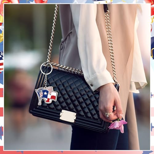 Image of Sureio 25 Pcs USA Souvenir Keychain Gifts Bulk Men California Los Angeles Texas Florida Chicago Silver Metal American Keyring