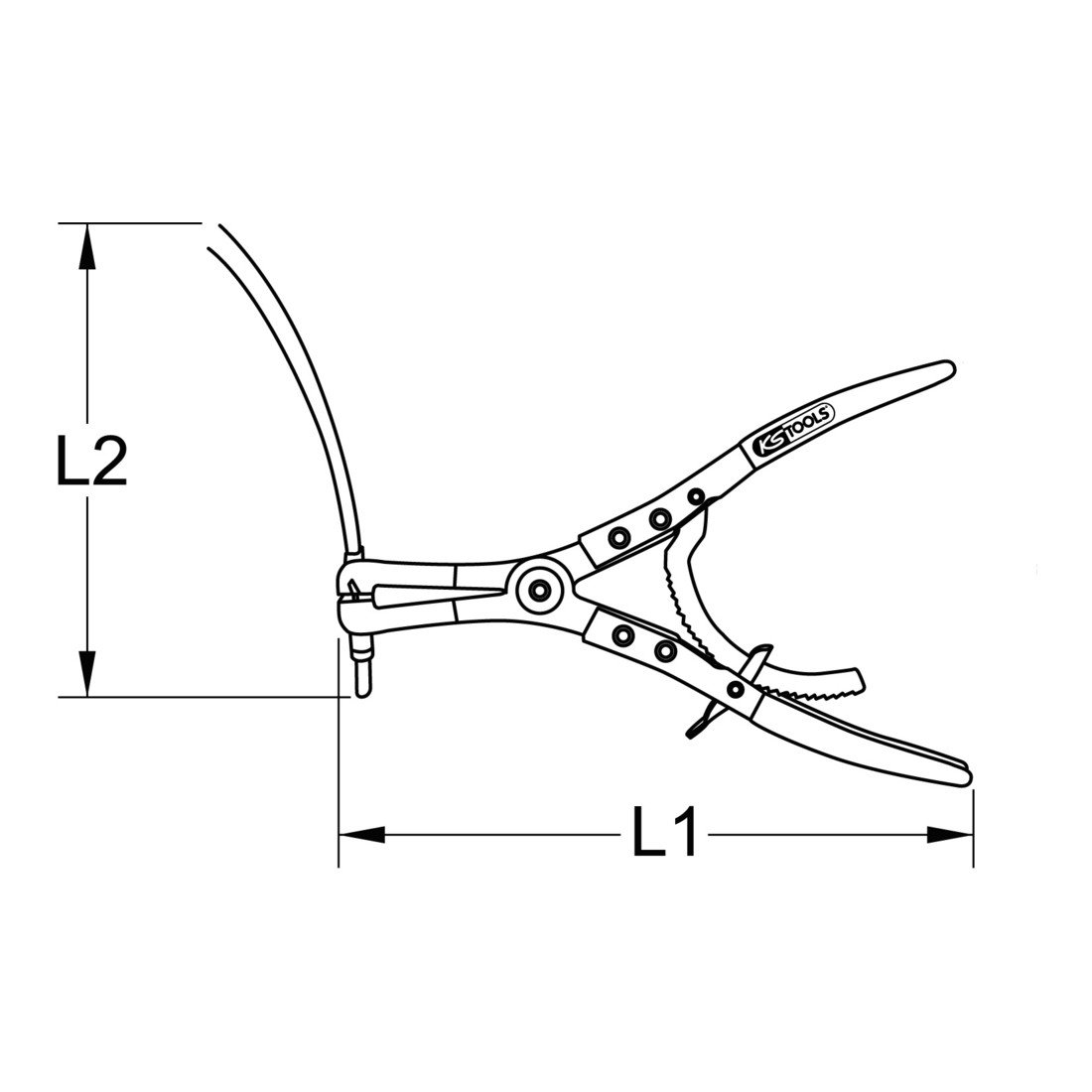 KS Tools 115.1065 Kleszcze do obejm do węża z podwójnym cięgnem Bowdena, 600 mm