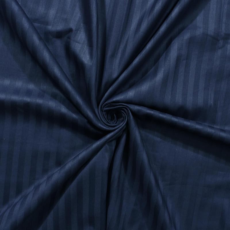 Image of Beautifull Microfiber Striped Single Bedsheet with One Pillow Cover (Navy Blue, Single)