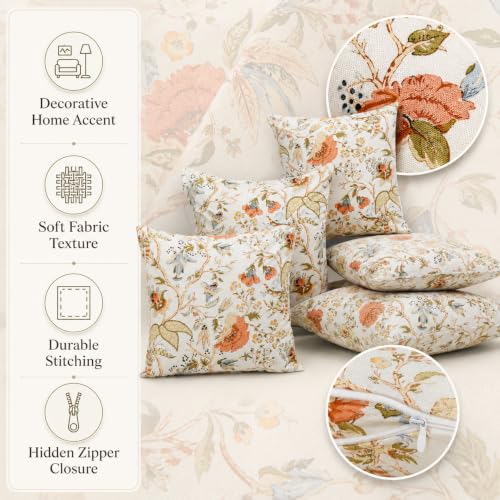 Image of Clasiko Cotton Cushion Covers Set of 5; 16x16 Inches; Floral Fantasy