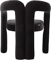 Vista 9 de Tmosi Modernas sillas de comedor de terciopelo tapizadas, con respaldo curvado, cómoda silla auxiliar para cocina, comedor, sala de estar