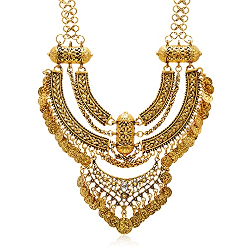 Coin Bib Metal Alloy Collors Statement Necklace For Women Gold Big Bohemian Vintage Chunky Tassel Necklaces Punk Ethnic Style Jewelry #TOP5