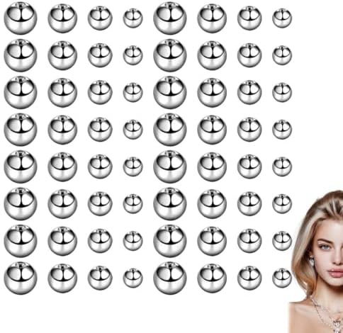 Tongue Piercing 32 Pieces, Silver Surgical Steel Balls, 3 mm, 4 m...