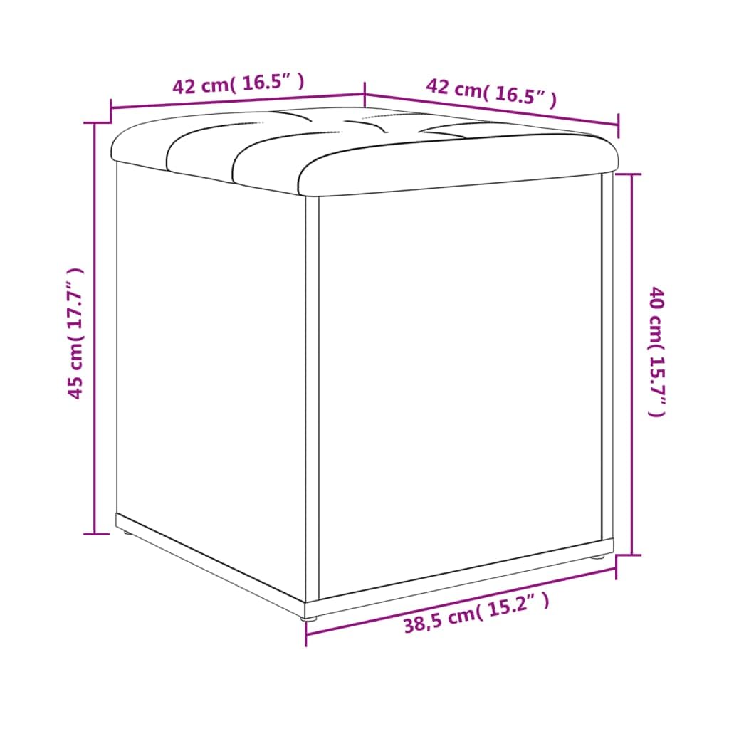 vidaXL Panca Portaoggetti Grigio Cemento 42x42x45 cm Legno Multistrato