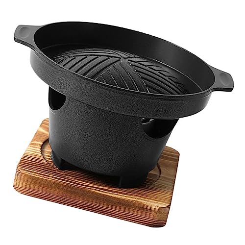 Abaodam 1 Juego Pequeña estufa de barbacoa para el hogar cocinando cámping exterior Horno parrilla de la barbacoa portátil barbacoas sartén parrilla de carbón para barbacoa aluminio Negro