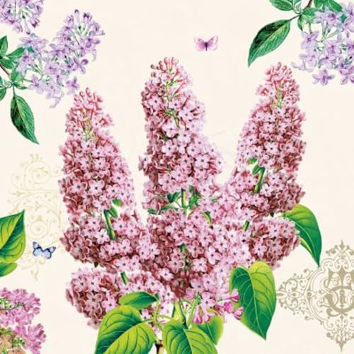 Set of 2 Individual Decoupage Paper Party Napkin Lilac Flowers Bloom Watercolor Decor Luncheon Napkins for a Birthday Holiday, Wedding, Cocktail Party