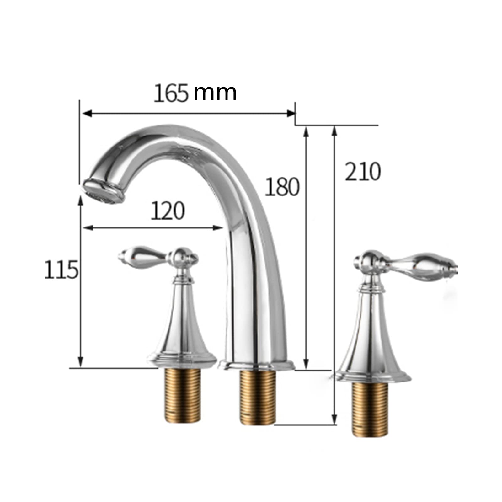 Grifo Lavabo 3 Agujeros Agua Fría/Caliente Cromo - Válvula Cerámica, Ahorro Agua, Fácil Instalación