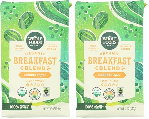 WHOLE FOODS MARKET Organic Ground Breakfast Blend Coffee, 12 OZ (Pack of 2) image 3