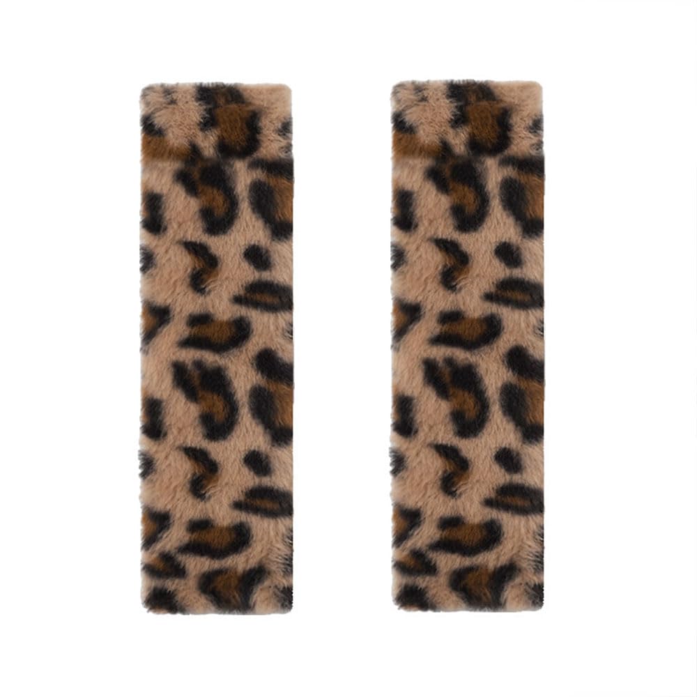 JINXU 2 Pack Seat Belt Cover Pad, Cute Plush Leopard Print Seatbelt Covers Seatbelt Shoulder for More Comfortable Driving, Plush Fluffy Soft Seat Belt
