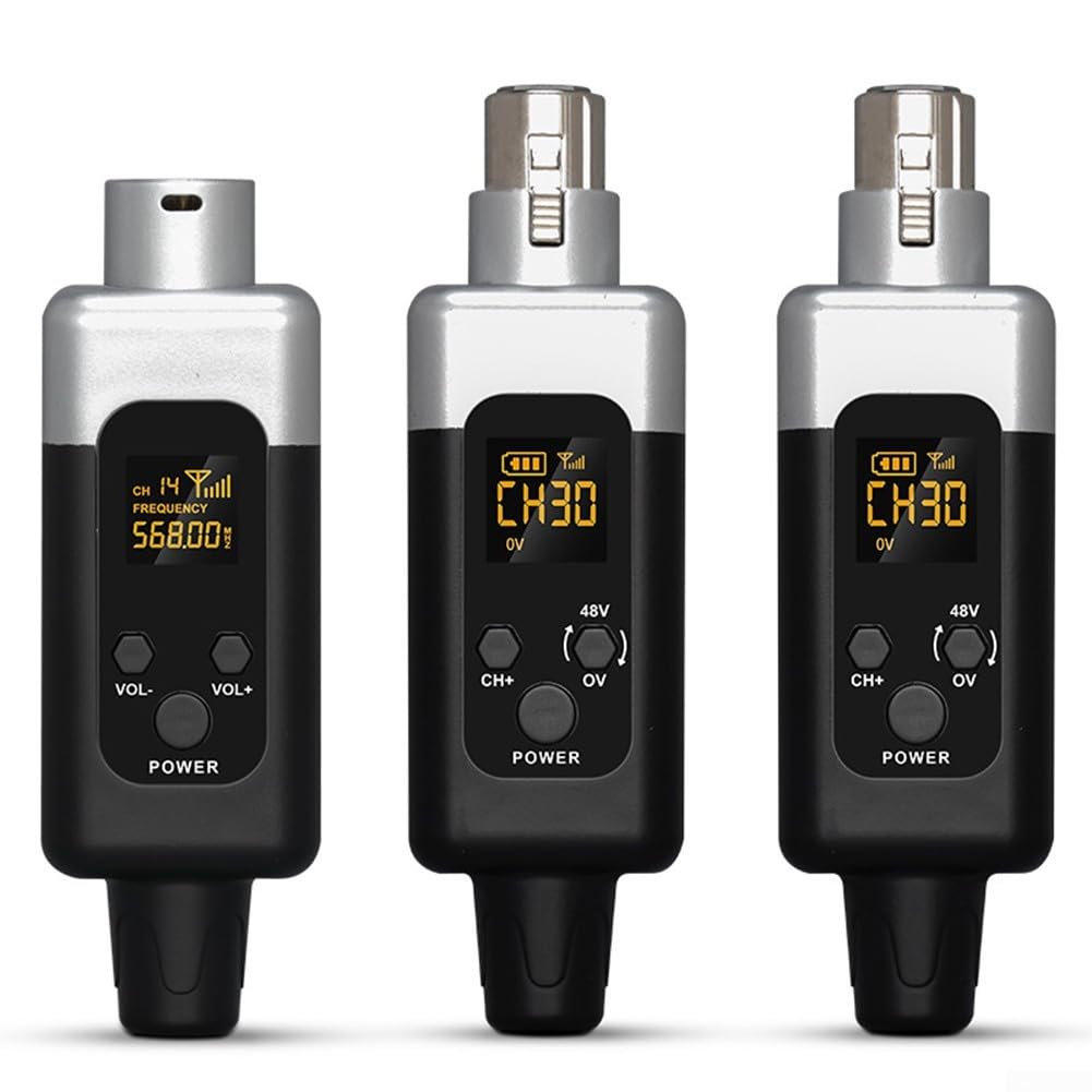 SPORTARC Microfono, trasmettitore e ricevitore wireless, trasmettitore microfonico 48 V, adattatore ricevitore per microfono dinamico, mixer audio, da cablato a wireless