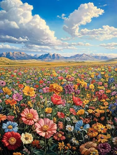 Broderie Diamant Nuage et Fleurs : Votre Loisir Créatif Adulte 80x110cm