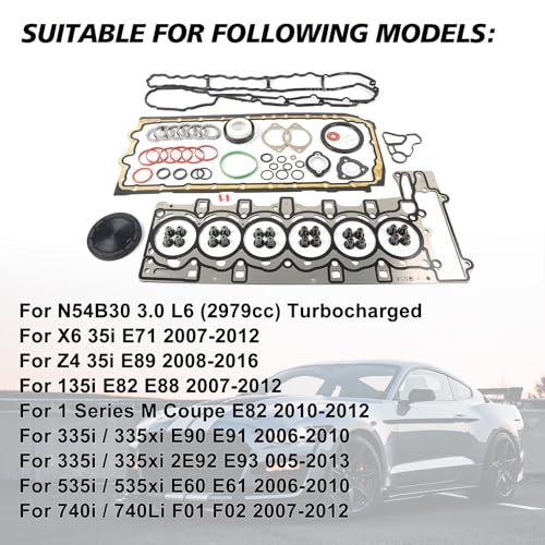 Image of 11117530262 Engine Overhaul Gasket Seals Kit Fits for 335i 135i E60 E90 E92 E89 E71 N54 3.0L Engine Rebuilding Gasket Aftermarket Parts