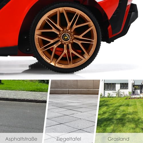GOPLUS Kinder Elektroauto Lamborghini, Kinderauto mit Fernbedienung, Kinderfahrzeug, Bluetooth USB, mit Hupe & Musik, 3-5 km/h, Vorwärts & Rückwärts Möglich, für Kinder von 3-8 Jahre (Rot) – Bild 8