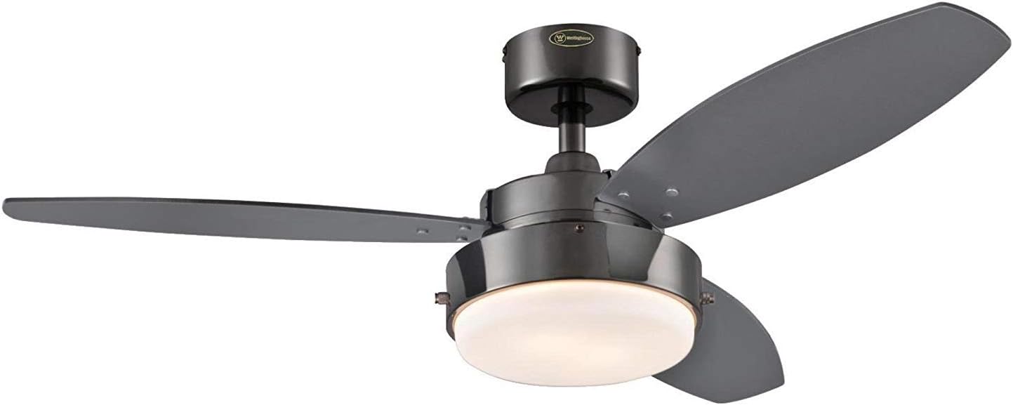 Lighting Alloy 42-Inch Gun Metal Indoor Ceiling Fan, Light Kit with Opal Frosted Glass