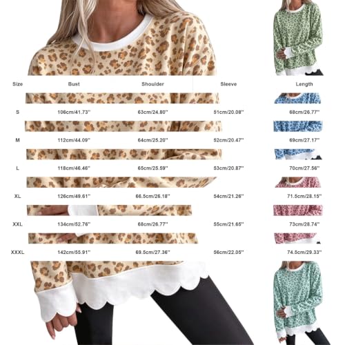 ENCURKUS Women's Leopard Print Ruffled Edge Sweatshirts Pullover Fall 2026 - image 4