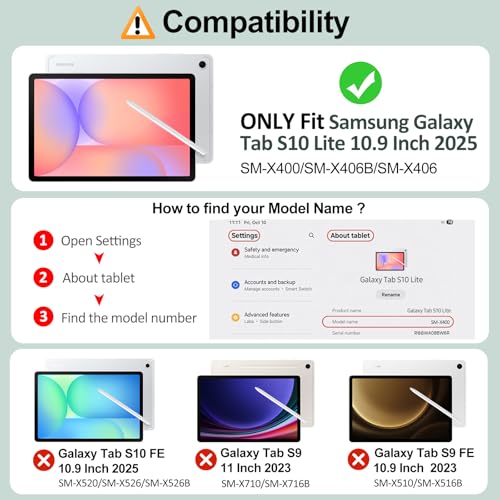 Image of MoKo Case for Samsung Galaxy Tab S10 Lite 10.9 Inch 2025 [SM-X400 /SM-X406B] with S Pen Holder, Slim Light Trifold Protective Cover with Hard PC Translucent Back Shell, Auto Wake /Sleep, Midnight Green