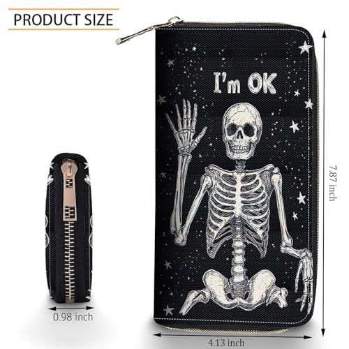 Bxgolkgd Womens Wallet, RFID Blocking Leather Wallet,Large Capacity Wallet Credit Card Holder PU Leather Ladies Clutch with Zipper Coin Pocket - Skeleton2