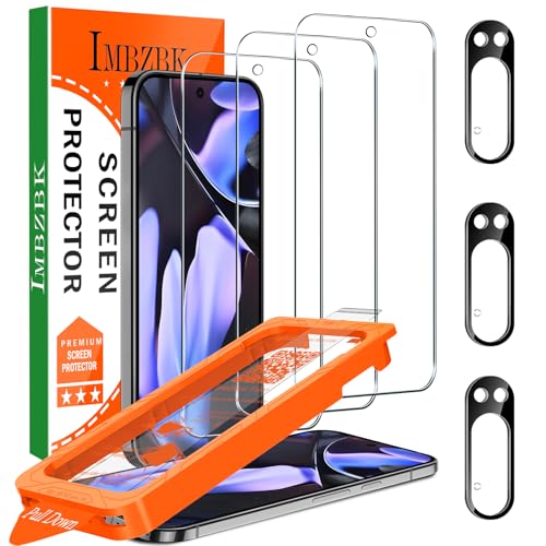 IMBZBK [Auto-Dust Removal] 3 Pack Screen Protector for Google Pixel 9 Pro XL [Phone Case Friendly] 3 Tempered Glass Camera Lens Protector Accessories Military Grade Shatterproof