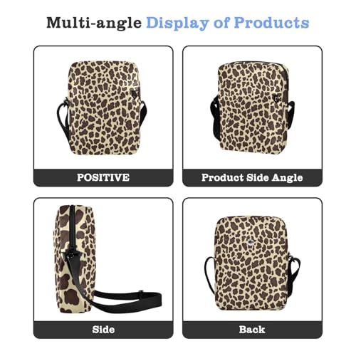 messenger bag cute mens shoulder bags crossbody Cross Over Purse Adjustable Strap for Shopping Shopping- Brown Leopard4