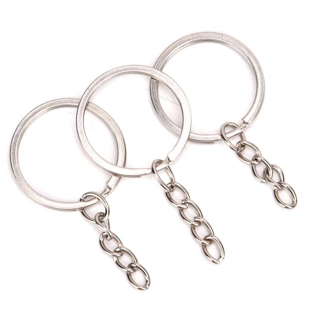 KUIDAMOS 100 Pezzi Portachiavi Anelli Cerchio 30mm, Key Chains Ganci per Portachiavi, Portachiavi Anello per Porta Chiavi Mestieri Lavori di Bricolage (Argento
