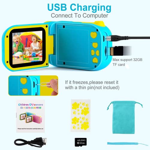 Aileho Kids Camcorder Video Camera - 12M 1080P Kids Video Recorder - Birthday Gift For Kids Age 3 4 5 6 7 8 9 Years Old Toddler Toys Camera With 32G #TOP4