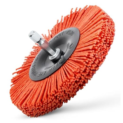 S&R Nylon-Scheibenbürste Ø 100mm, Sechskant Schaft 1/4" (6,35 mm) mit grobkörnigem NYLON-DRAHT Nylonbürste aggressiv, Drahtbürste Schleifaufsatz