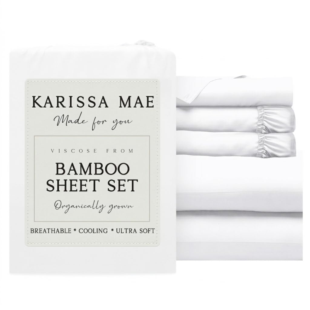 KARISSA MAE Luxury Bamboo Viscose Split King Size Sheet Set, FSC Certified