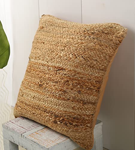 Madhu International Jute Pillow Covers - Natural Jute Cushion Cover 18 X 18 Inch - Boho Braided Pillow Case - Hand Woven Pillow Covers – Bohemian Home Decor Throw Pillow Cover For Sofa Couch Bed #TOP2