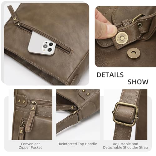 Image of Crossbody Bags for Women Medium PU Leather Multi Pocket Shoulder Purses