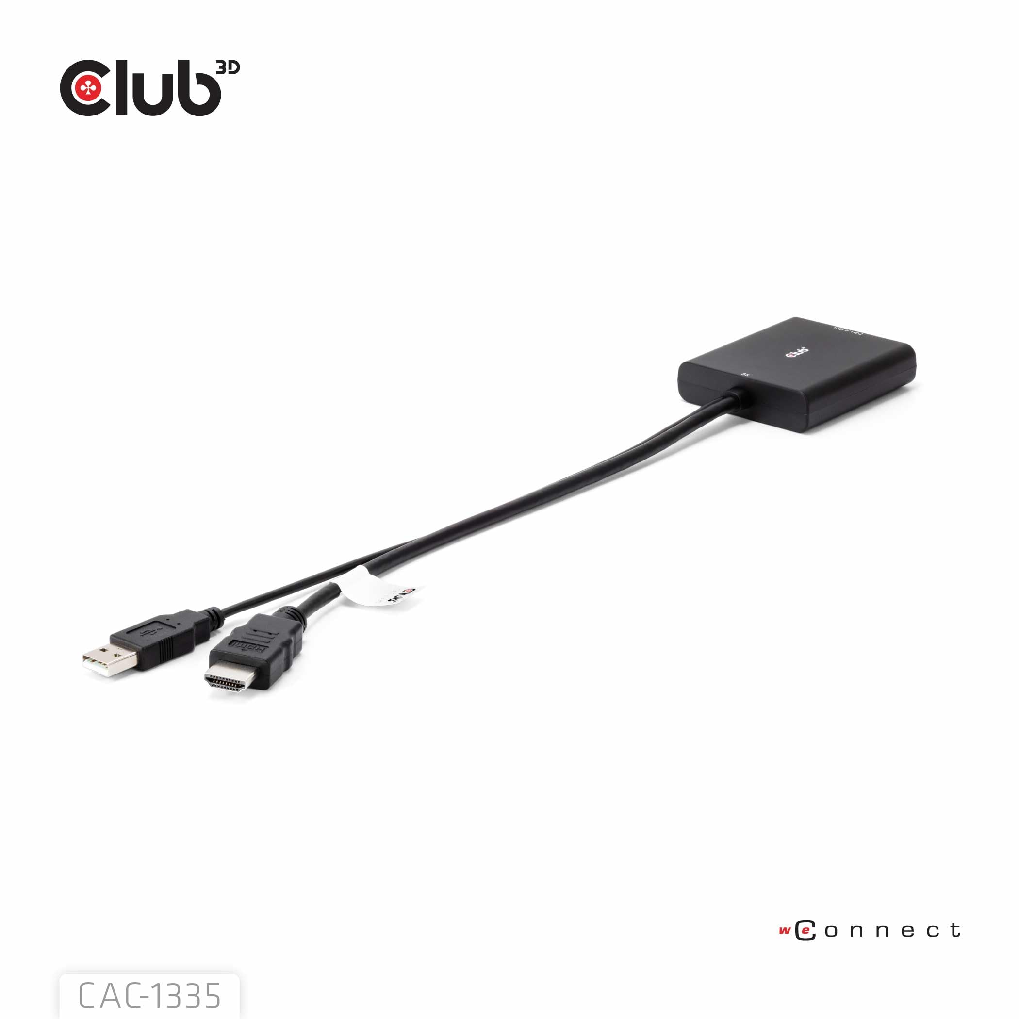 Club 3D CAC-1335 HDMI + Micro USB a DisplayPort 4K120Hz o 8K30Hz St/B Adaptador Activo