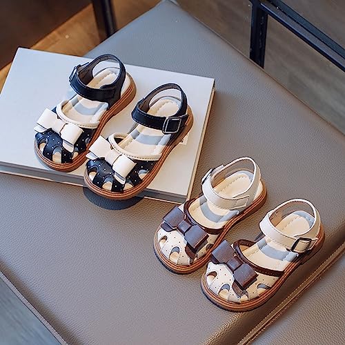 kids sandal size 13 Out Princess Shoes Baby Summer Baotou Soft Soled Beach Shoes Bow Flower Girl Wedding Party Shoes4