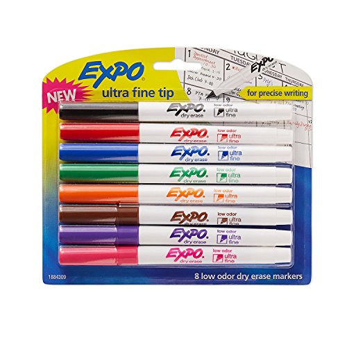 Expo Low-Odor Dry Erase Markers, Ultra-Fine Point, Assorted Colors, 3 Sets of 8