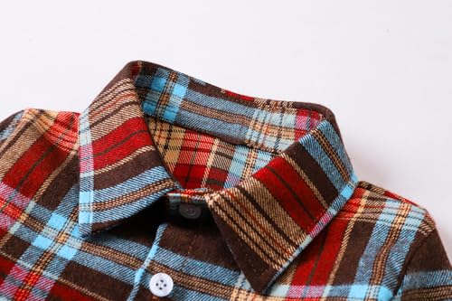 Image of SANGTREE Women and Girls Oversized Flannel Plaid Shirt Mid-Length Casual Button Down Shirt with Pockets