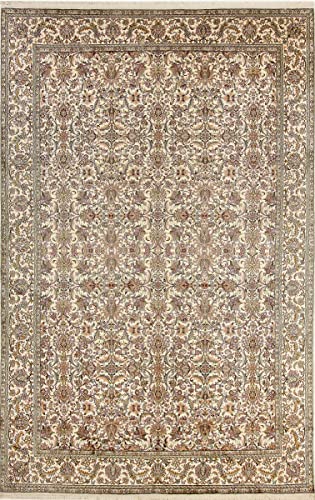 Nain Trading Kaschmir Seide 288x184 Orientteppich Teppich Beige Handgeknüpft Indien