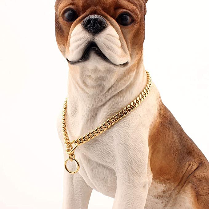 RvPaws Gold Luxury Brass Chain Metal Dog Collar Necklace, Welded Brass Links Slip Training Collar for Small Little Puppy Rottweiler French Bulldog and Large Dogs (B09XK5VJ7K) Amazon Price History, Amazon Price Tracker