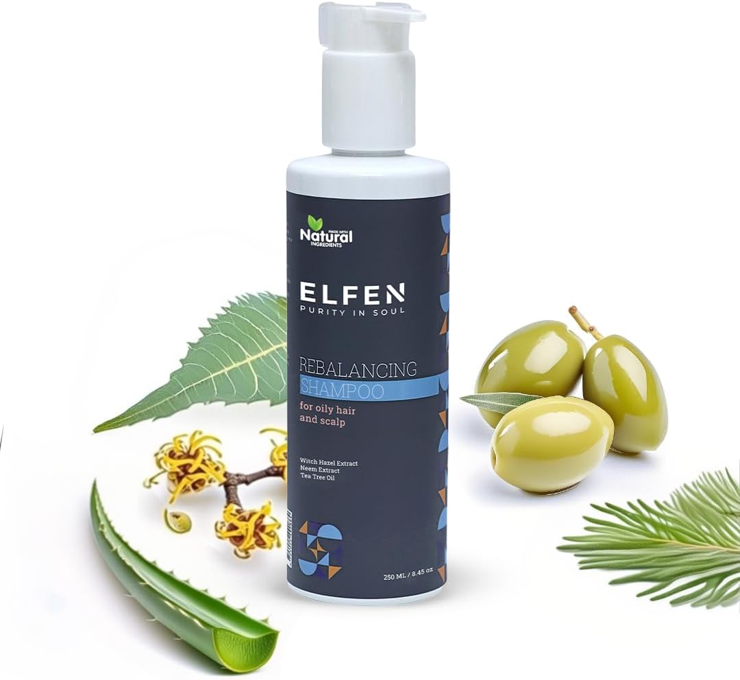 Purity in Soul Rebalancing Shampoo โ Natural Formula for Oily Hair and Scalp with Neem Extract, Witch Hazel, Aloe Vera, and Tea Tree Oil โ Gently Cleanses, Controls Excess Oil 250ml/8.45oz