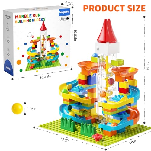 Electric Marble Run with Automatic Elevator Lift - STEM Building Toy for Kids Ages 4-8, 102 PCS Construction Set with 10 Marbles & Transparent Track, Compatible with Standard Building Blocks - Thumbnail 7