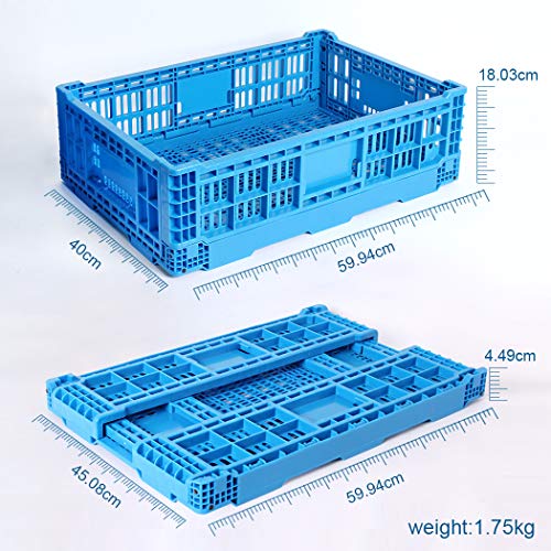 QTJH Collapsible Storage Bin Containe,43 Liter Transfer box,crate Transit storage of various items (23.6" L x 15.7" W x 7.1" H)