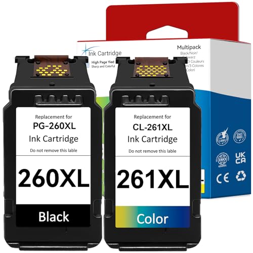 260XL 261XL Ink Cartridge Replacement for Canon 260 261 Ink Cartridges Compatible for Canon Pixma TS6420a TS6420 TS6400 TR7020a TS5320 TR7000 TS5300 TR7020 TR7022 TR7022a Printer, 1 Black 1 Color